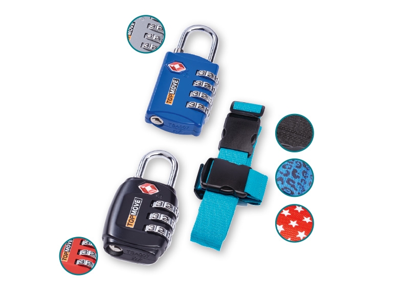 Top Move(R) 2 Way Luggage Strap/ Combination TSA Suitcase Lock