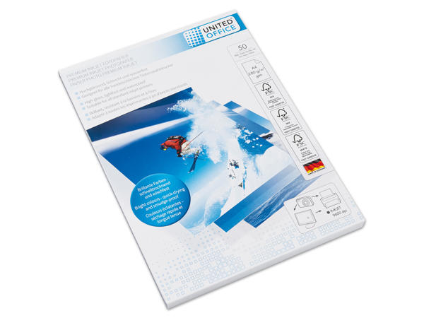 UNITED OFFICE(R) Premium Ink Jet Fotopapier A4, 50 Blatt