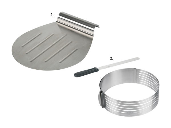 Pelle à tarte en acier inox/ guide coupe gâteau en acier inox