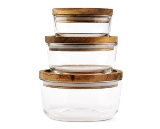 Crofton 
 6-Piece Glass Bowl Set with Acacia Lids