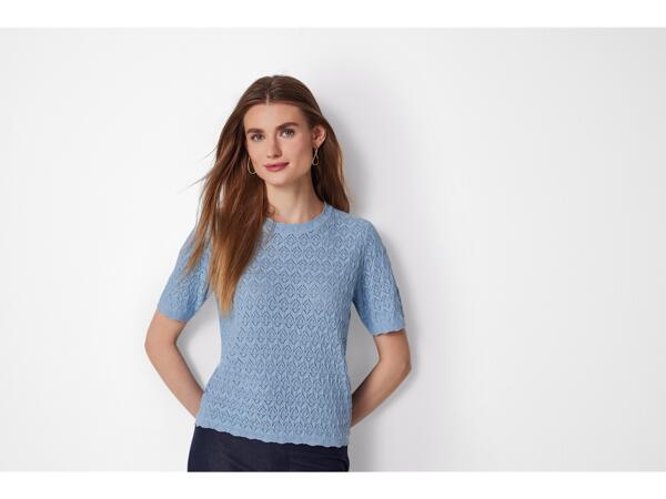 Ladies' short sleeve ajour jumper