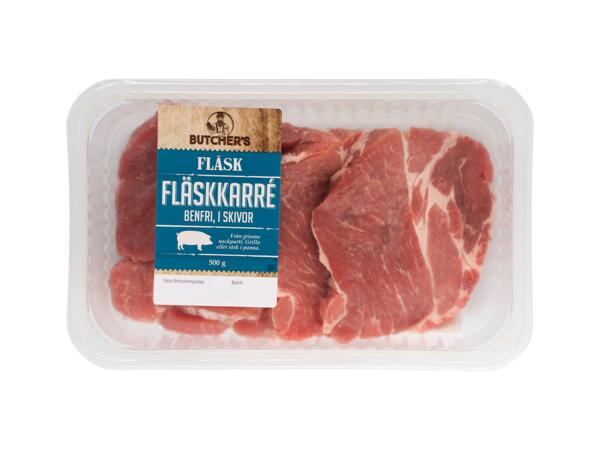 Färsk fläskkarré i skivor, benfri