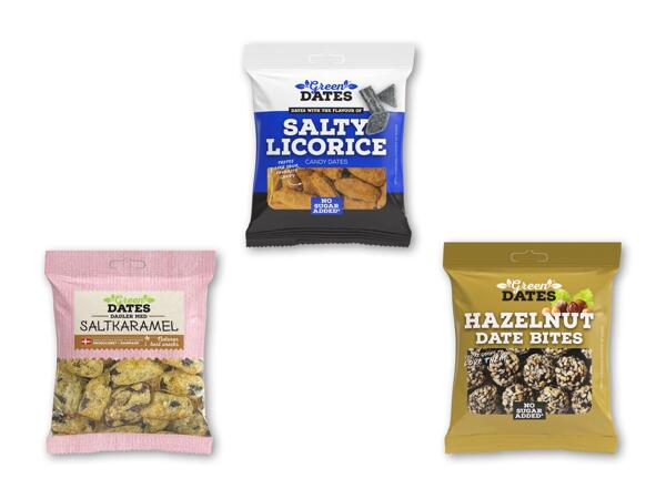 GREEN DATES Dadler med smag eller dadelkugler