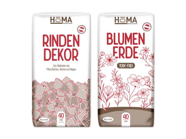 Blumenerde/Rindendekor