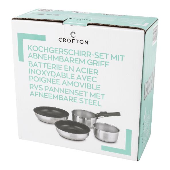CROFTON(R) 				Ensemble de poêles en acier inoxydable avec poignée amovible