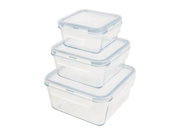 Livarno Home Square Glass Food Storage Containers - 3 Piece Set