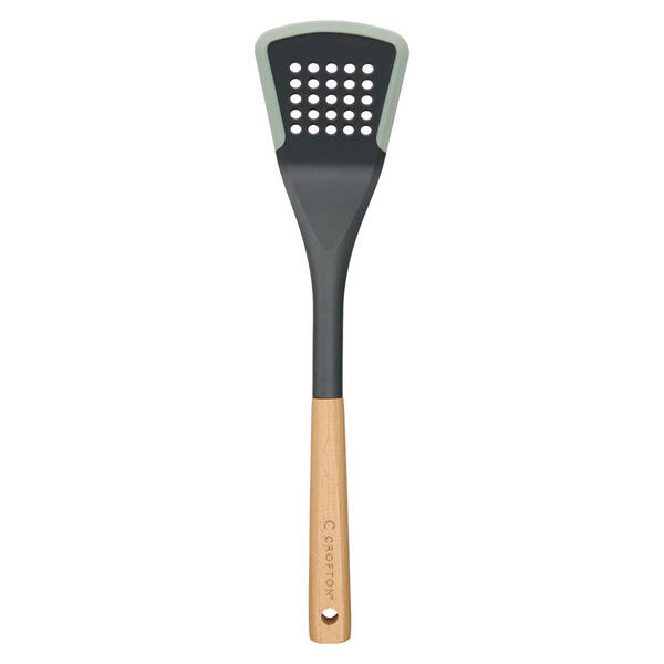 Crofton Green Slotted Turner Silicone Edge Wooden Utensil