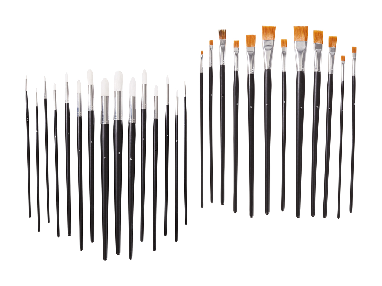 Set de pinceaux ronds et de pinceaux plats