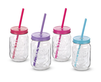 Crofton 4-Pack Glasses With Lid and Straw