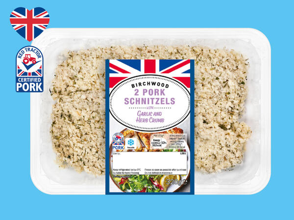 Birchwood 2 Garlic & Herb British Pork Schnitzels