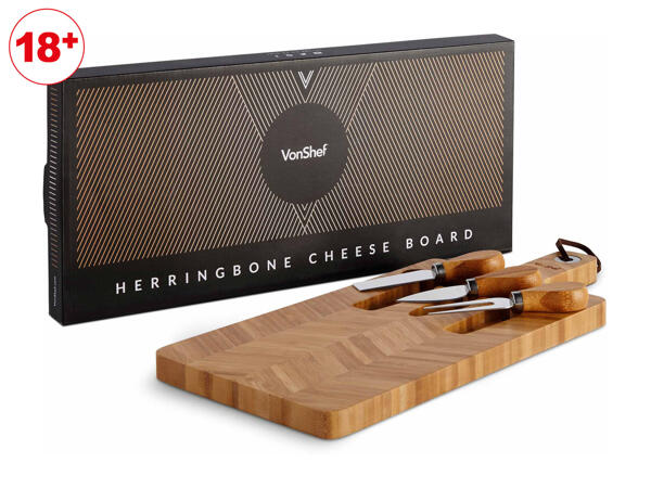 Vonshef Herringbone Cheese Board & Knife Set