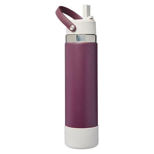 24 oz Stainless Steel Straw Lid Bottle, Purple