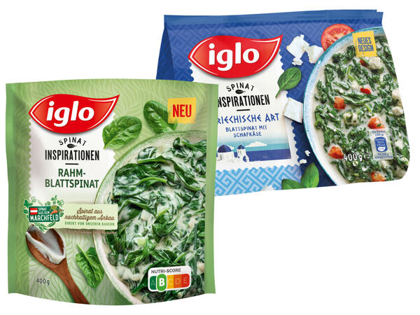 Iglo Spinat mit Schafskäse, Zwutschgerl oder Rahm-Blattspinat