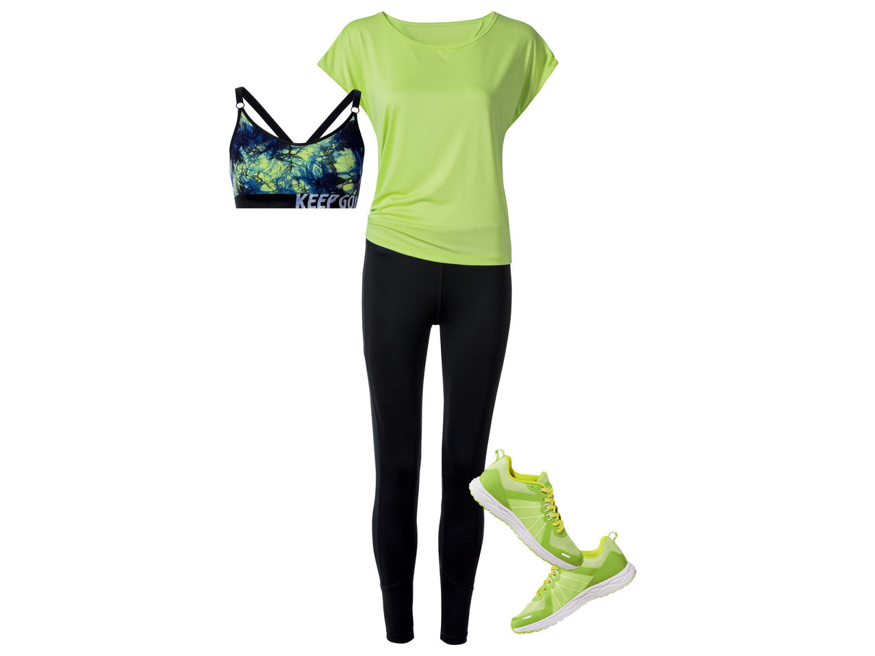 CRIVIT(R) BH, T-shirt, tights og sko
