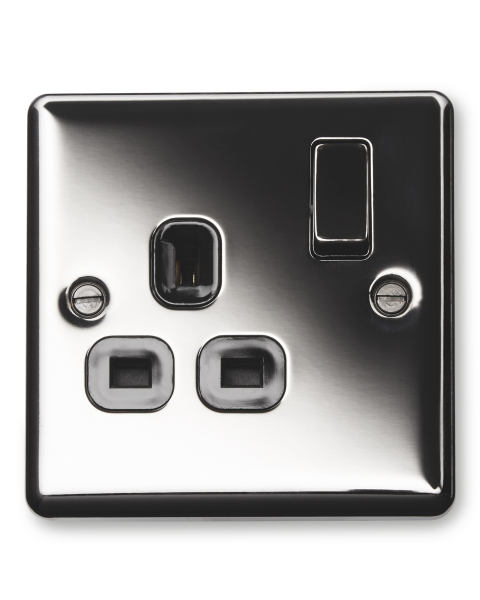 Black Niquel Single 13A Socket