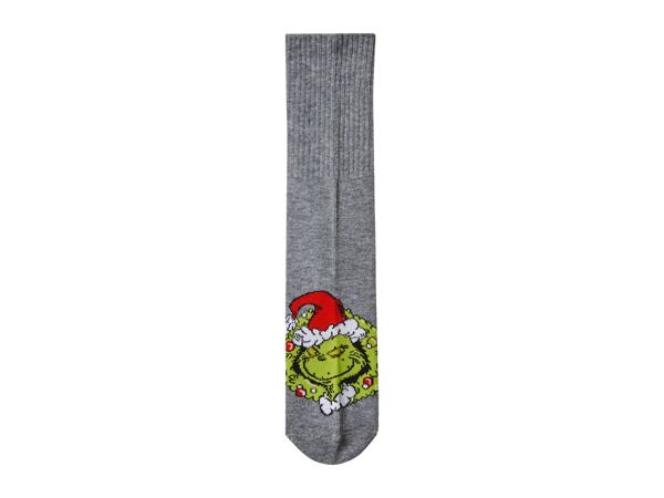 Adults' White/Navy/Grey Grinch Socks - 3 Pairs