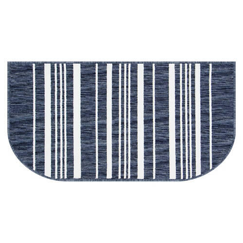 20" x 38" Slice Shaped Kitchen Rug - Blue Stripe