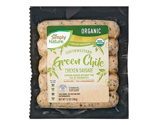 Simply Nature Organic Chicken Sausage BBQ or Green Chile