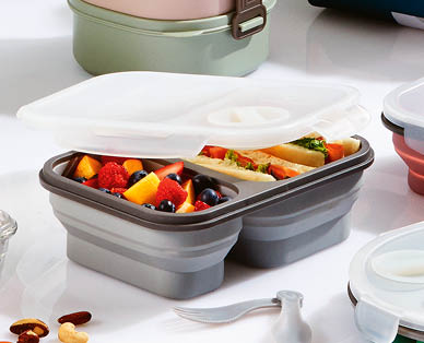 Collapsible 2 Compartment Rectangular Lunch Box