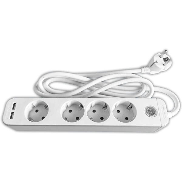 4-fach-Steckdose mit 2 USB-Anschlüssen