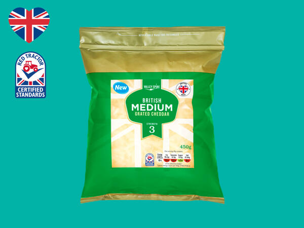 Valley Spire Medium Grated British Cheddar
