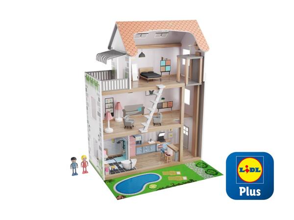 Maison de poupées en bois, 39 pièces