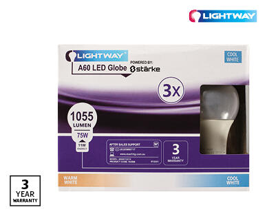 A60 LED A60 B22 Globe 3pk