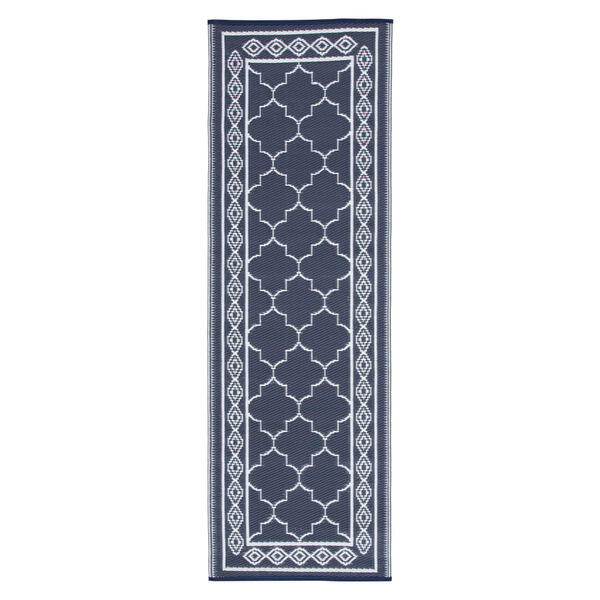 KIRKTON HOUSE Navy Trellis Reversible Indoor/Outdoor Runner - 2' X 6'