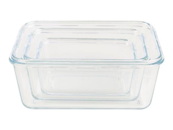 Livarno Home Rectangular Glass Food Storage Containers - 3 Piece Set