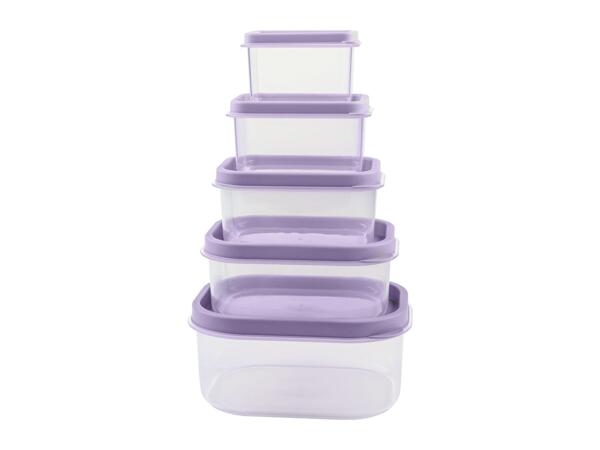 Livarno Home Food Storage Container Set - 5 Piece Set - Rectangular Lilac