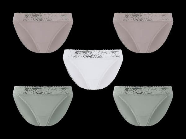 Damen Slip mit Spitze, 5 Stück