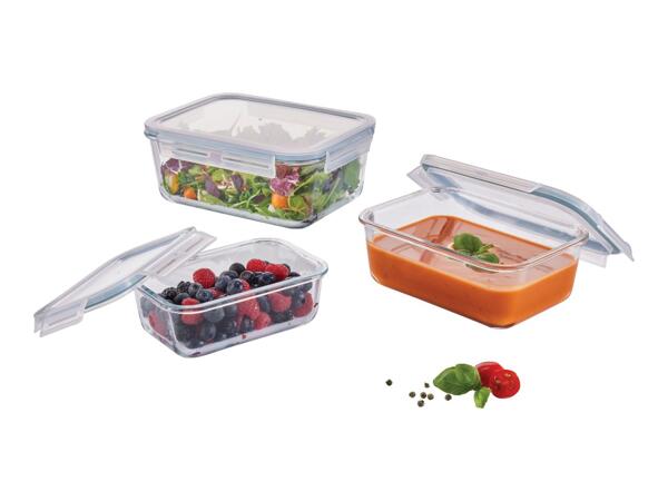 Livarno Home Rectangular Glass Food Storage Containers - 3 Piece Set