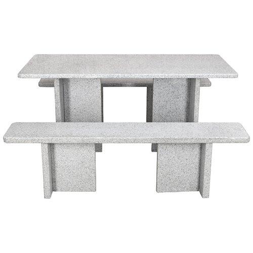 NOUVEL Rechteckiger Granittisch mit Sitzbank "Morcote", 160 x 75 cm