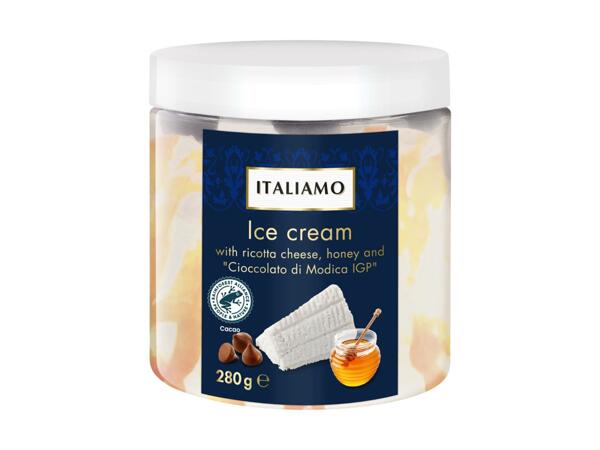Glace à la ricotta, au miel et au chocolat