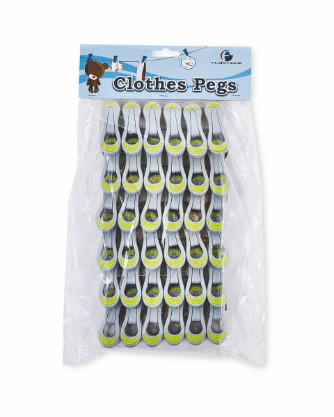 Grey & Lime Pegs 36 Pack