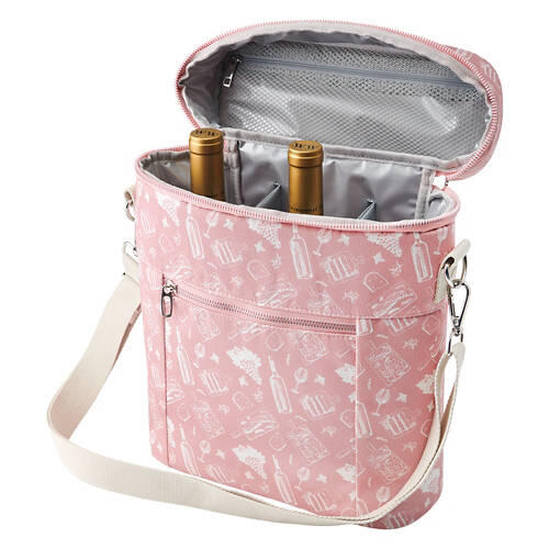 Wine Cooler Bag - Pink, Holds Up To 3 Bottles