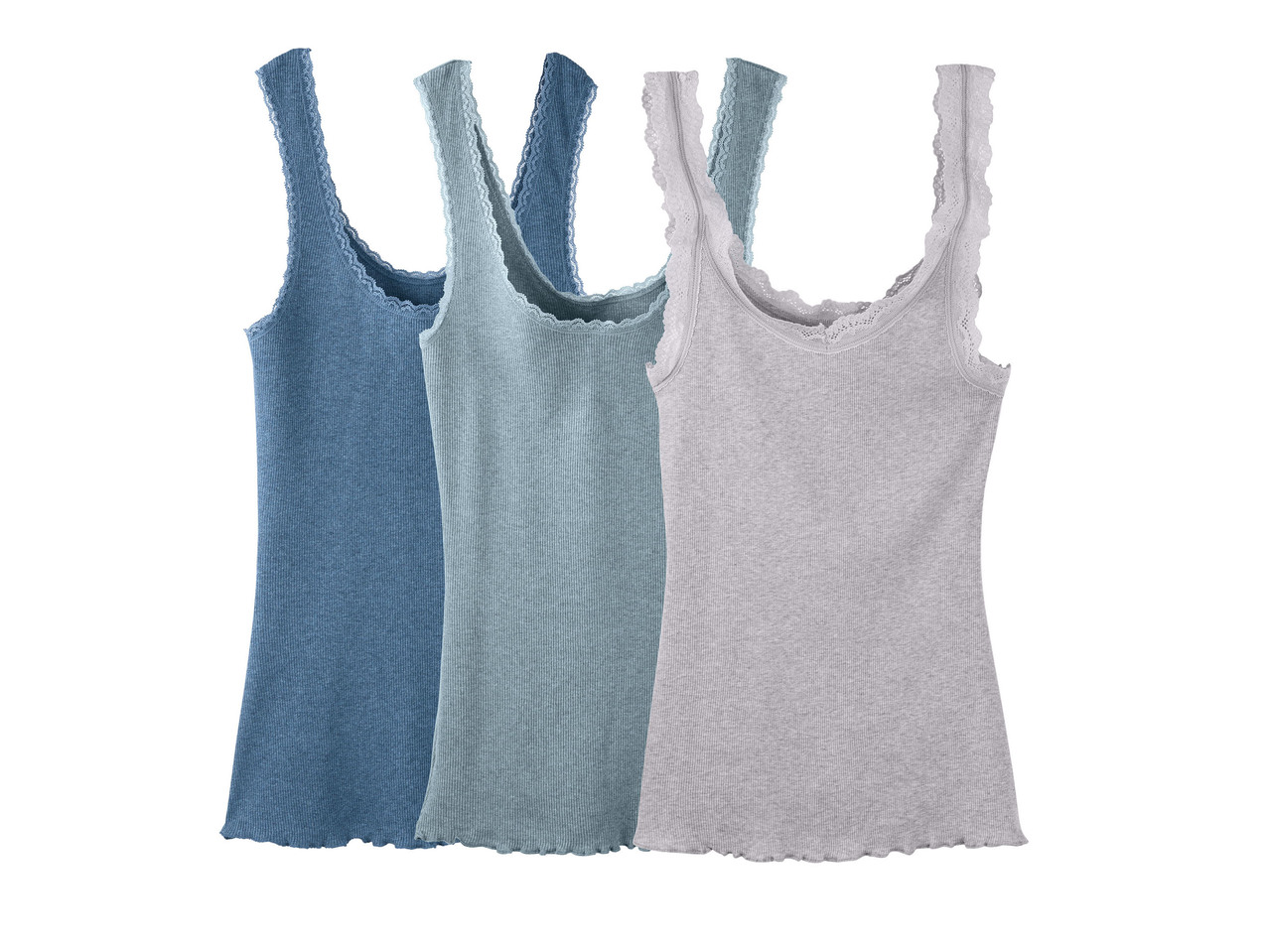 Ladies' Ribbed Vest Tops with Lace