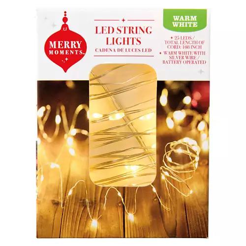 Christmas LED String Lights - Warm White with Silver Wire