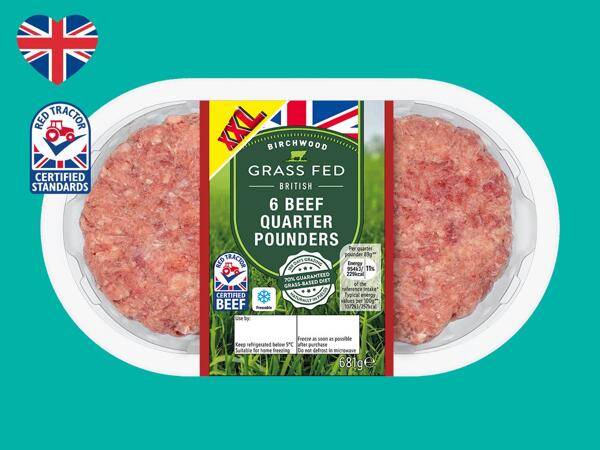 6 Grass-Fed British Beef Quarter Pounders
