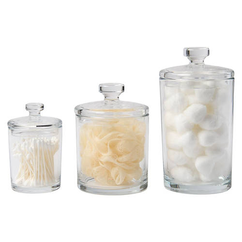 3 Piece Apothecary Glass Jar - Clear