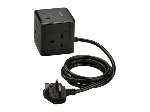 Tronic Black Socket Cube With USB Ports