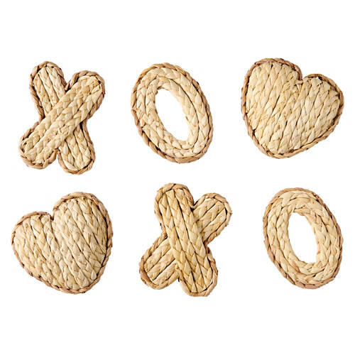 Decorative Valentine's Day Bowl Filler - XO, Natural Straw