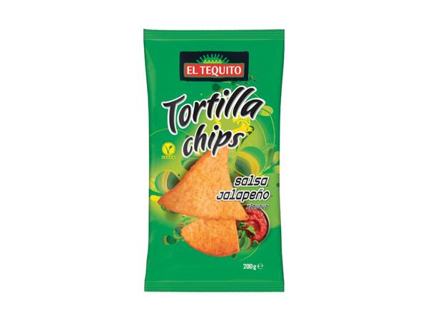 Chips de tortillas salsa jalapeño