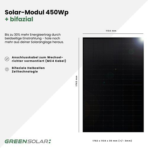 GREEN SOLAR Balkonkraftwerk Balkon 900/800 W mit Anker Solix 3 Speicher