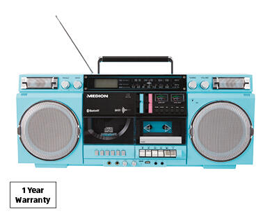 80's Bluetooth Boombox with Cassette and CD Player – Yellow or Blue