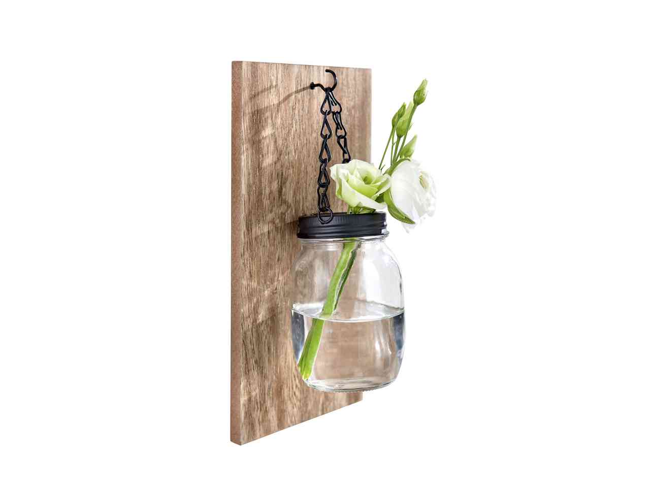 Flower Vase with Wooden Mount