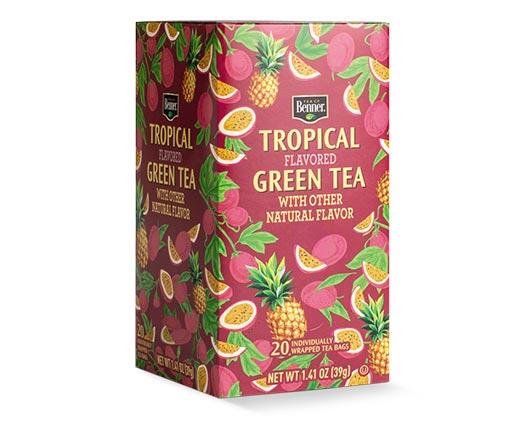 Benner
Tropical Green, Peach Rooibos or Lemon Ginger Tea