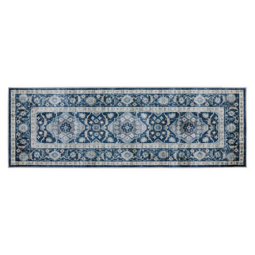 2' x 6' Foldable & Washable Runner - Navy Medallions