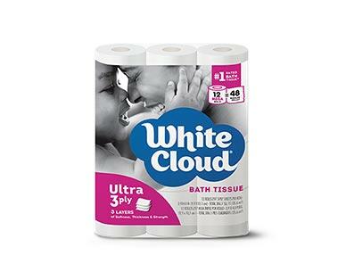 White Cloud 12 Roll 3 Ply Bath Tissue