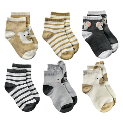 6 Pack Toddler's Low Cut Socks - Neutral/Beige, 2T/3T